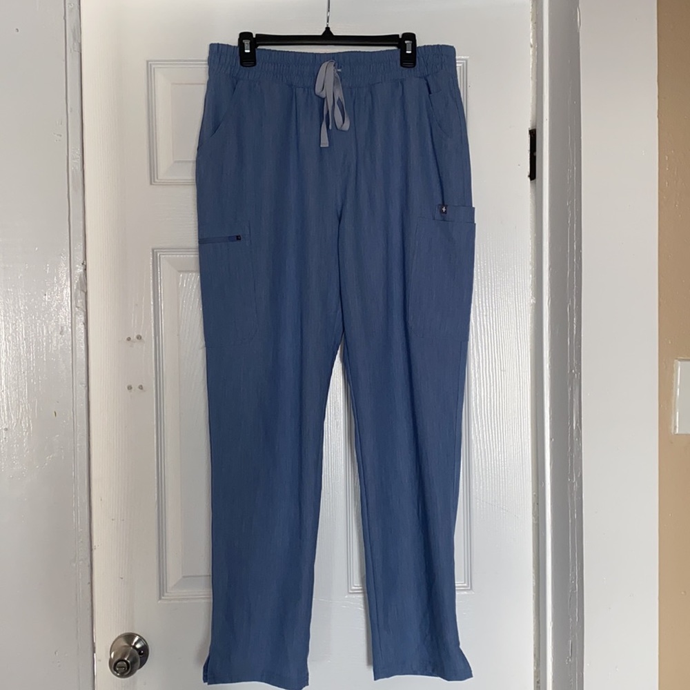 Figs Heather Indigo High Waisted Yola Scrub Pants